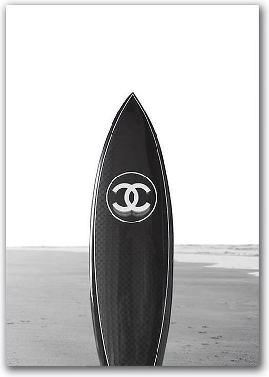 Canvas Experts Schilderij Doek Met Exclusief Chanel Surfboard Maat 100x70CM  *ALLEEN