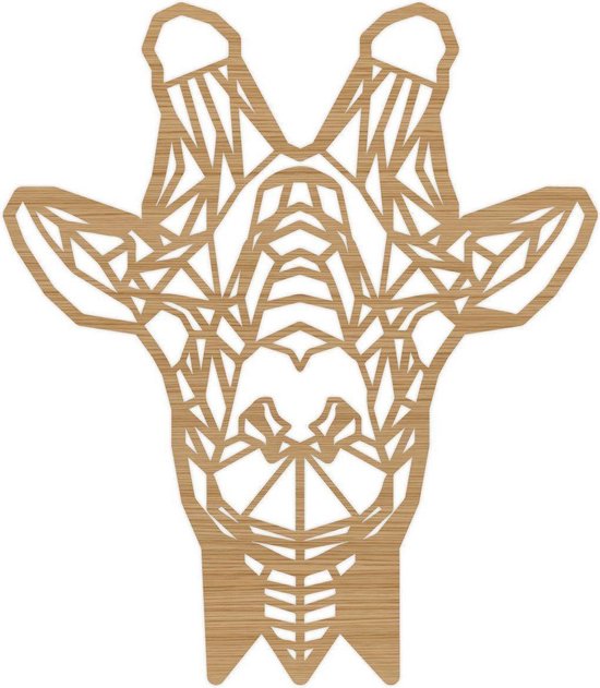 Geometrische Dieren Giraffe - Bamboe hout - L (55x64 cm) - Cadeau - Kinderen - Geschenk - Woon decoratie - Woonkamer - Slaapkamer - Geometrische wanddecoratie - WoodWideCities