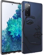 iMoshion Hoesje Siliconen Geschikt voor Samsung Galaxy S20 FE - iMoshion Design hoesje - Transparant / Zwart / Line Art Woman Black