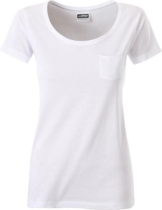James and Nicholson Ladies / Ladies Pocket T-Shirt (Wit)