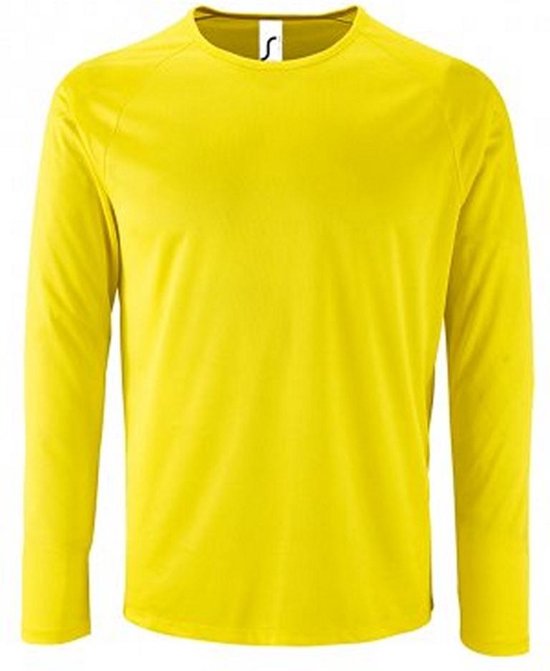 SOLS Heren Sportief T-Shirt met lange mouwen (Neon geel)