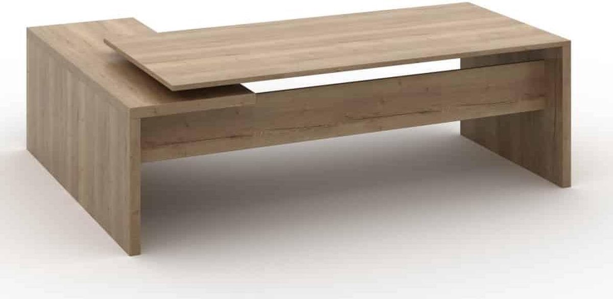 ABC Kantoormeubelen Directiebureau model hoekbureau Chief 230x172cm rechts Halifax Eiken met glazen topblad