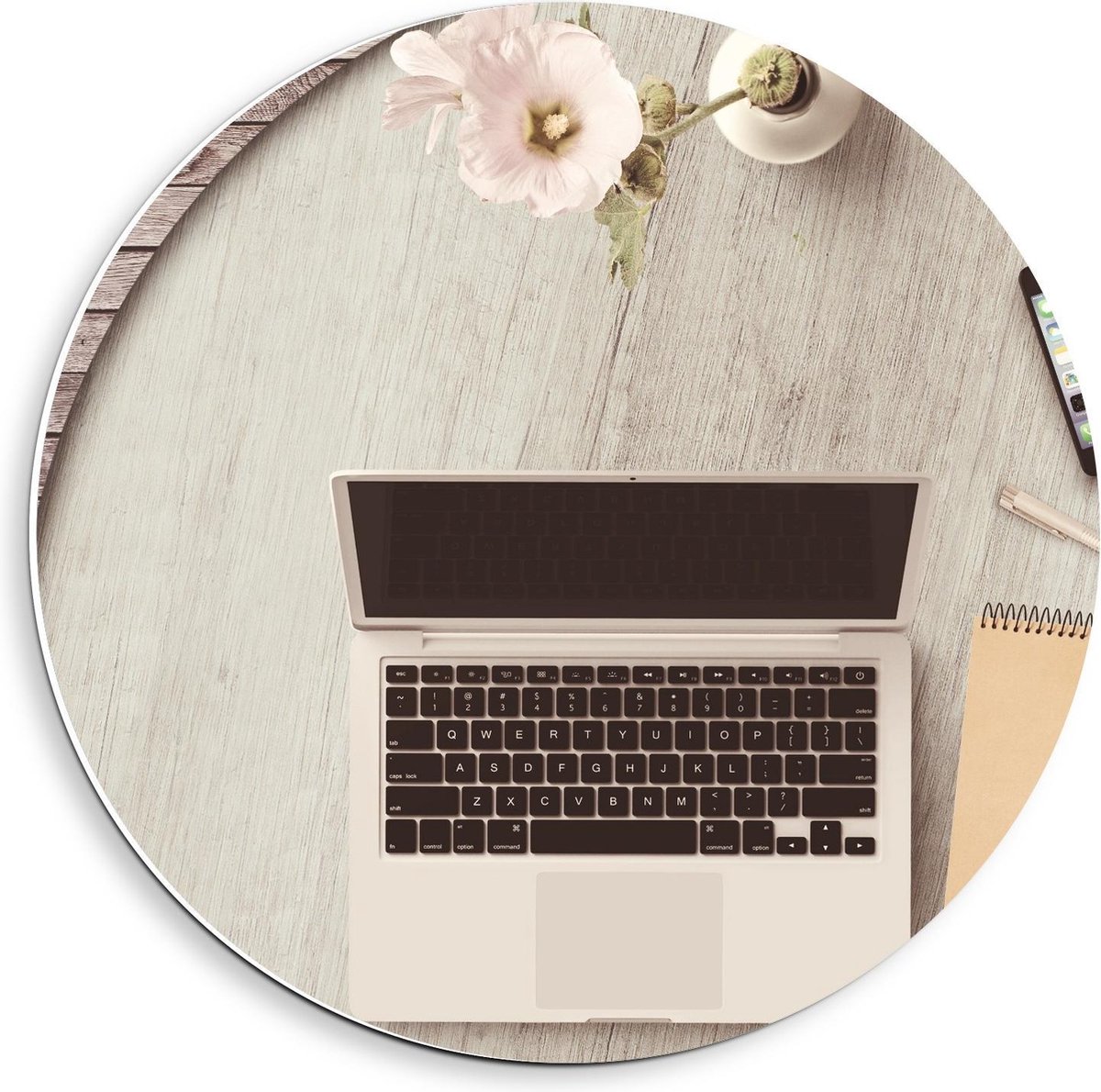 KuijsFotoprint - Schilderij - Laptop Tuintafel - Zwart, Groen En Grijs - 40 X 40 Cm