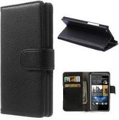 HTC Desire 300 Hoesje Wallet Case Zwart