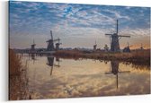 Schilderij - Windmolens in Kinderdijk in Holland — 90x60 cm