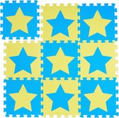 relaxdays puzzle mat star - tapis de jeu bébé - tapis de jeu - puzzle de sol - tapis de jeu - mousse Blau-Gelb
