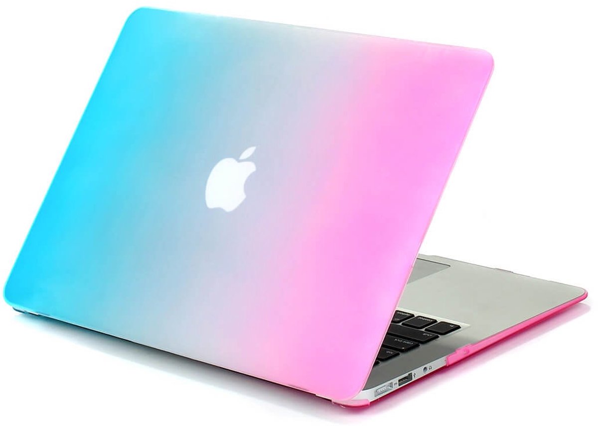 Cover Rainbow case Apple MacBook Air 11 inch - blauw - roze A1465 - A1370 (2012- 2018) Watchbands-shop.nl