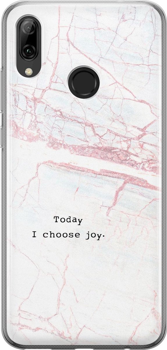 Huawei P Smart 2019 hoesje - Today I choose joy - Soft Case Telefoonhoesje - Tekst - Grijs
