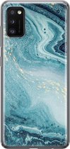 Samsung Galaxy A41 hoesje siliconen - Marmer blauw - Soft Case Telefoonhoesje - Marmer - Blauw