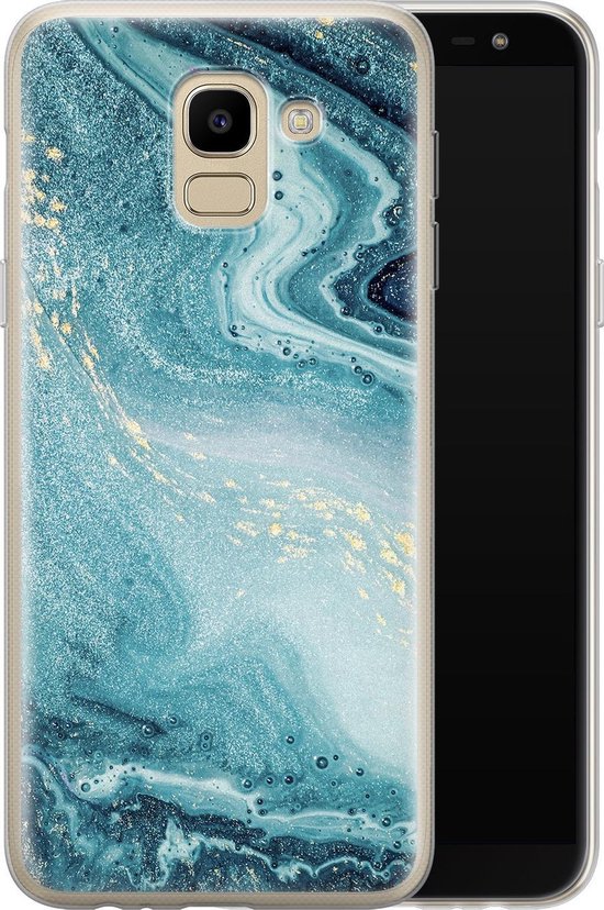 Coque Samsung J6 2018 - Bleu marbré | Coque Samsung Galaxy J6 2018 | Étui  en Siliconen... | bol.com