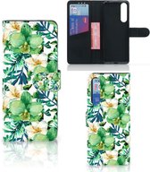 Bookcase Sony Xperia 1 II GSM Hoesje Orchidee Groen