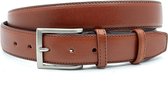 Leren riem heren rood bruin 3.5 cm breed - Rood Bruin - Casual - Echt Leer - Taille: 105cm - Totale lengte riem: 120cm