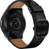 Universeel Smartwatch 22MM Bandje Leer met Modieuze Gespsluiting Zwart