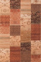 OSTA Kashqai – Vloerkleed – Tapijt – geweven – wol – eco – duurzaam - modern - landelijk - Rood Vierkant Patroon - 67x275
