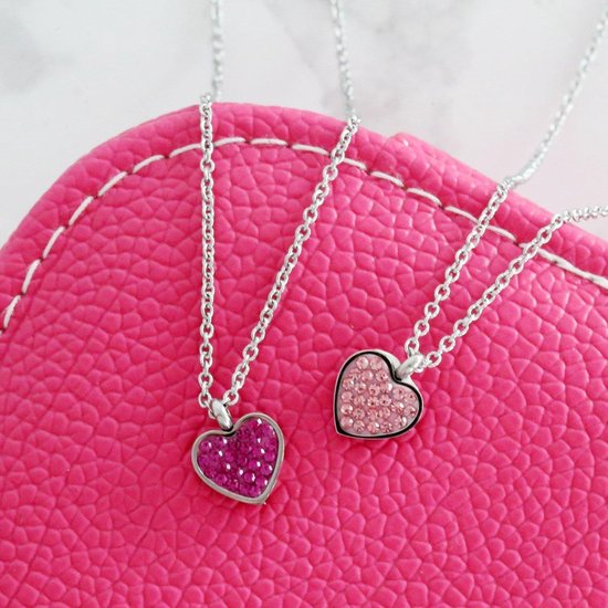 Dames Roze Hart Hanger Ketting Zilver Kristal Dames Sieraden Dochter Valentijnsdag Moeder Vrouw Vriendin