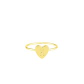 Goudkleurige bijoux ring met hart initiaal
