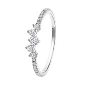 Lucardi Dames Ring met zirkonia - Ring - Cadeau - Moederdag - Echt Zilver - Zilverkleurig
