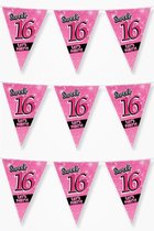 3x stuks sweet 16 slingers 10 meter roze - 16e Verjaardag - Vlaggenlijnen/slingers - Feestversiering