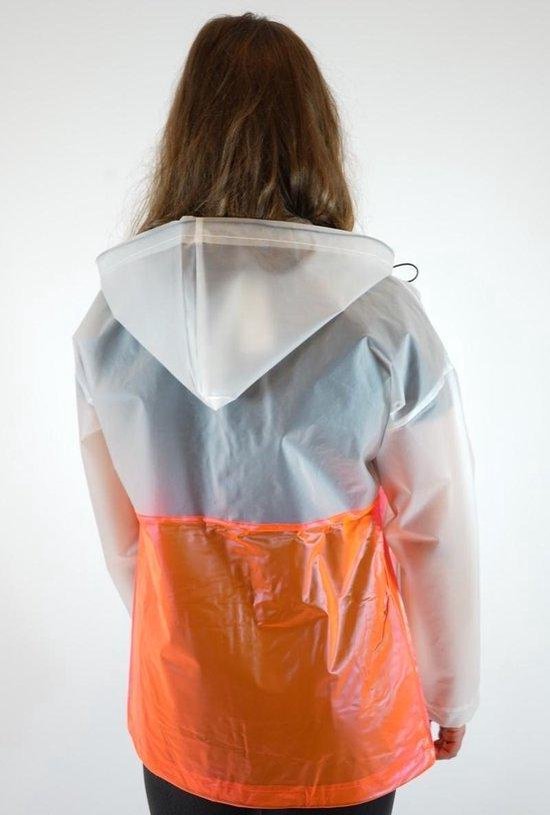 Moderne doorzichtige regenjas Dames Transparante jas met roze en oranje -  Maat L | bol.com