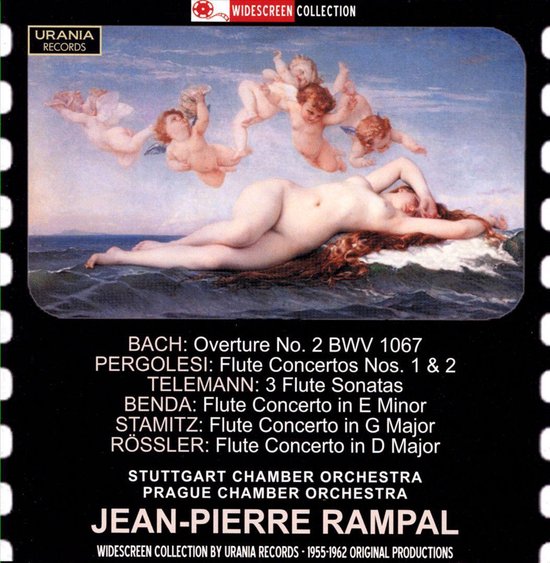 Albumhoes met schilderij van Cupido's die een liggende vrouw vasthouden, met de tekst 'URANIA RECORDS' en muziektitels.