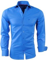 Montazinni - Heren Overhemd - Slim Fit - Blauw