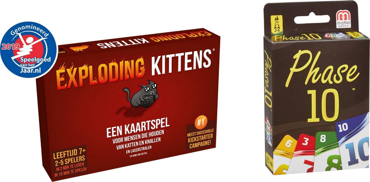 Spellenbundel - Kaartspel - 2 stuks - Exploding Kittens & Phase 10