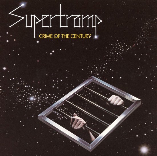 SuperTramp Crime of the Century albumhoes met handen achter tralies tegen een sterrenhemel.