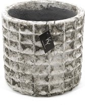 Aardewerk pot betonlook - bloemenvaas stone - Kolony - grijze bloempot - 21x21x19cm
