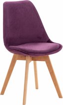 CLP Linares Eetkamerstoel - Zonder armleuning - Hout frame - purper Fluweel