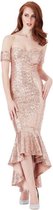 Mooi jurk met offshoulder mouwtjes - Maat 36 - Champagne