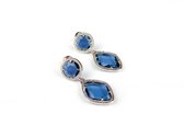 Zilveren oorringen oorbellen Model Tango gezet met blauwe stenen