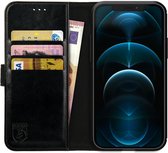 Rosso Element Book Case Wallet Hoesje Geschikt voor Apple iPhone 12 Pro Max | Portemonnee | 3 Pasjes | Magneetsluiting | Stand Functie | Zwart