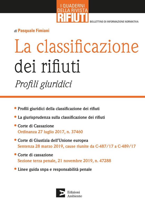 La classificazione dei rifiuti - cover