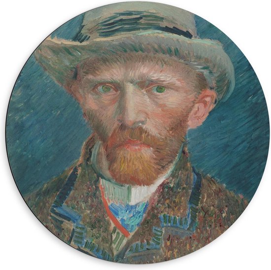 Dibond Wandcirkel - Oude meesters - Zelfportret, Vincent van Gogh, 1887 - 60x60cm Foto op Aluminium Wandcirkel (met ophangsysteem)