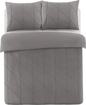 Luxe Percale Katoen Eenpersoons Dekbedovertrek Veerle Grijs | 140x200/220 | Zacht En Elegant | Topkwaliteit