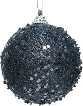 Decoris Kerstbal Foam Glitter Hang Nacht Blauw dia8cm