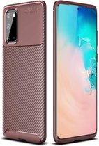Samsung Galaxy S20 - Hoesje TPU Flexibele beschermhoes - Carbon Fibre brons
