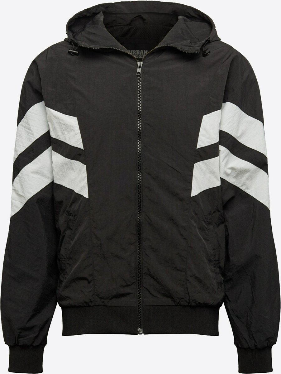 Urban Classics tussenjas crinkle panel track jacket -s Zwart