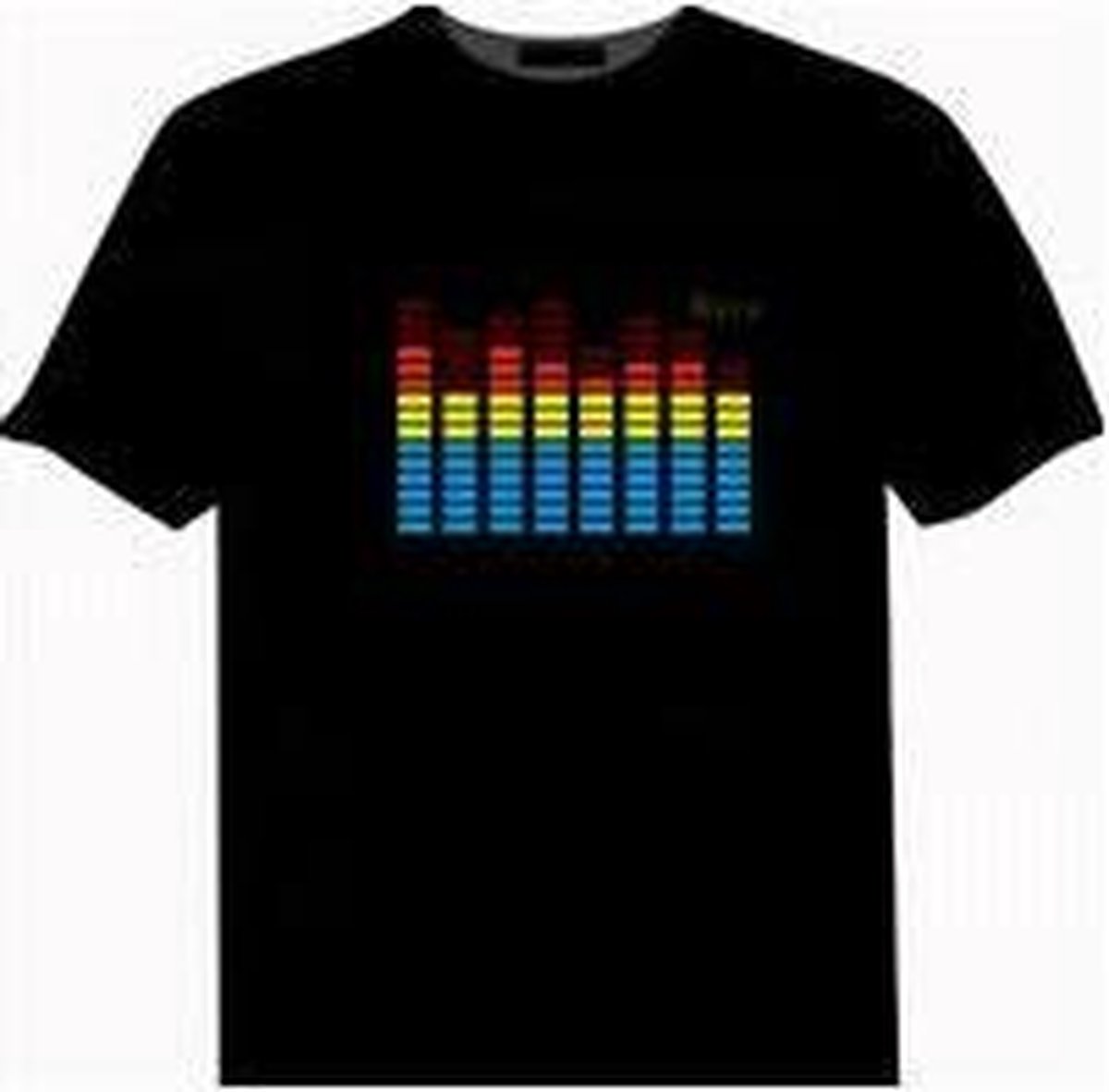 LED T-shirt Equalizer - Zwart - Drie kleuren - Maat M