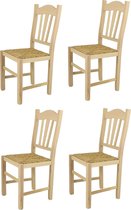 Tommychairs Silvana - Eetkamerstoelen - Set van 4 - Naturel - Rotan & Hout