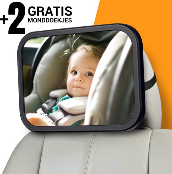 Miroir voiture Bébé avec 2 lingettes pour bébé - 19x30cm - Rearview Mirror  - Miroir