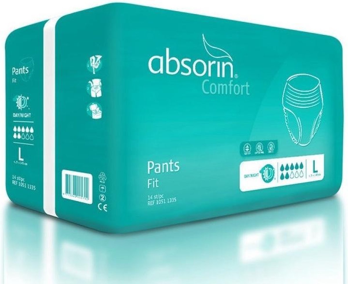 Goedkoopste Absorin comfort pant fit L 145 Absorin - Wit - Non-woven toplaag - Voor mannen en vrouwen met zware incontinentie - Superabsorberend poeder / anatomisch gevormd