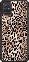 Samsung A51 hoesje - Luipaard print bruin | Samsung Galaxy A51 case | Hardcase backcover zwart