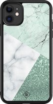 iPhone 11 hoesje glass - Minty marmer collage | Apple iPhone 11  case | Hardcase backcover zwart