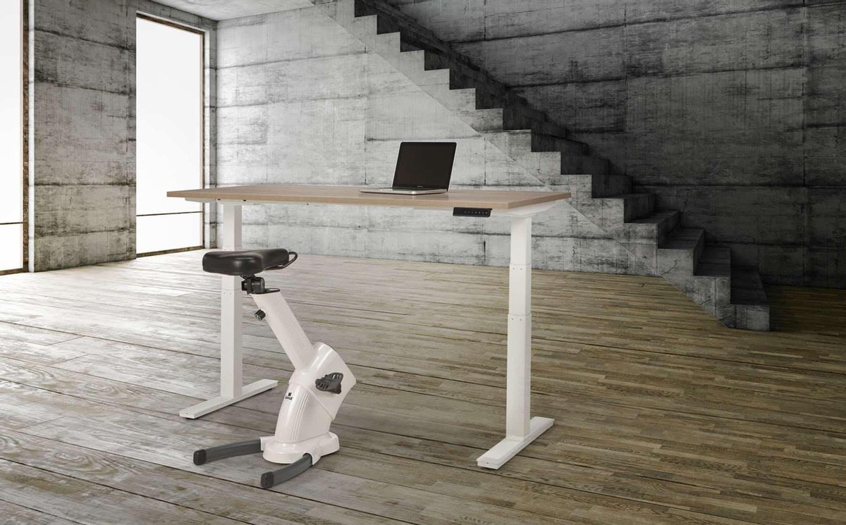 Ergonomisch elektrische verstelbaar zit/sta bureau Teez breed 140CM diep 80CM bladkleur Wit framekleur Zwart (RAL9005)