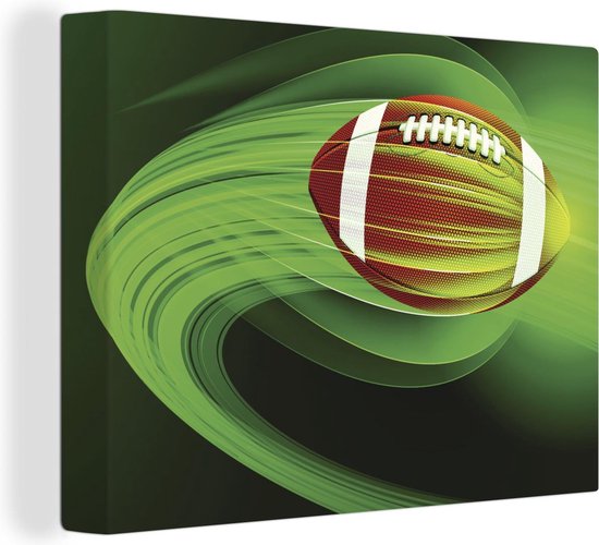 Une illustration d'un ballon de rugby sur une toile de fond vert 40x30 cm -  petit -... | bol