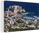 Canvas Schilderij Dorp aan zee in Corsica in het continent Europa - 30x20 cm - Wanddecoratie