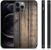 Leuk TPU Back Cover Geschikt voor iPhone 12 Pro Max Telefoon Hoesje met Zwarte rand Steigerhout