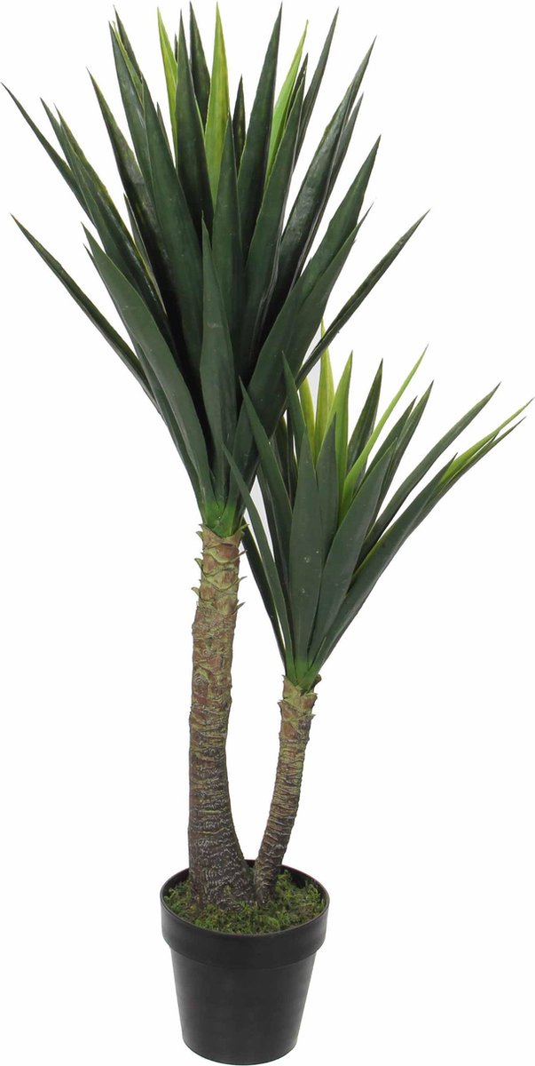 Mica Decorations Kunstplant - Yucca - groen - 120 cm - in zwarte pot