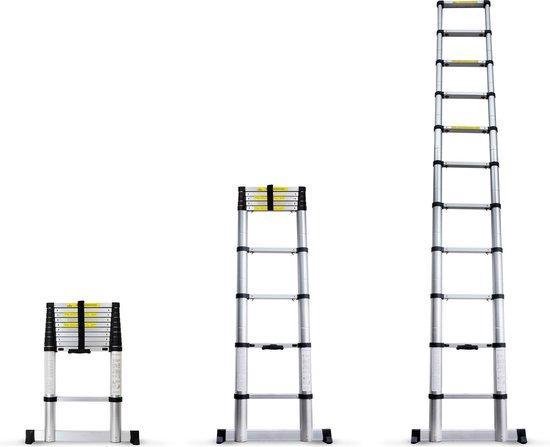Rusland Perth Lieve Telescopische Ladder 4.8 Meter - Met stabilisatiebalk - Aluminium | bol.com